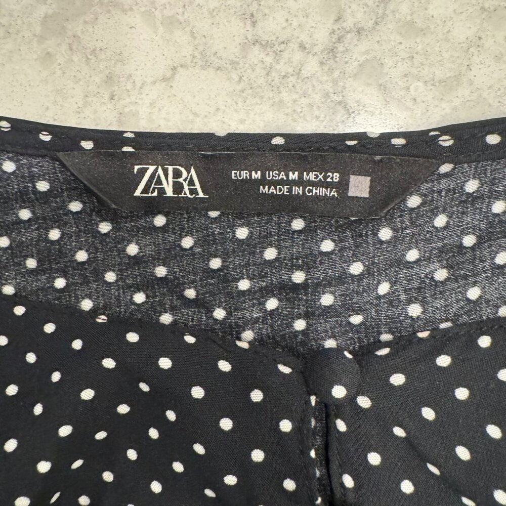 Zara Front Cut Out Polka Dot Front Slit Midi Black and White Dress - medium - Picture 8 of 10